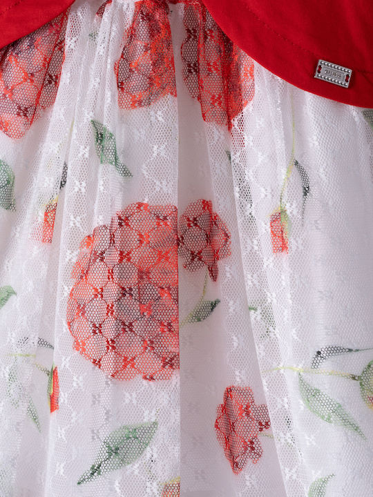 Set Rochii pentru Copii Cu mâneci lungi Floral Set cu Palton White-red