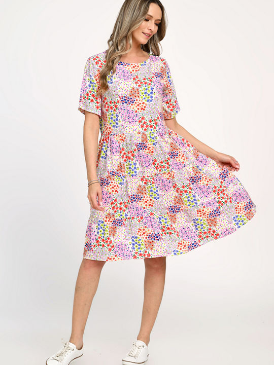 Summer Midi Dress with Ruffles Floral