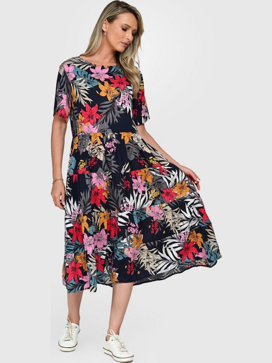 Sommer Midi Damenkleid Tropisch