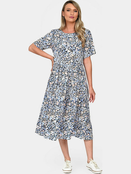 Mini Dress with Ruffle Blue