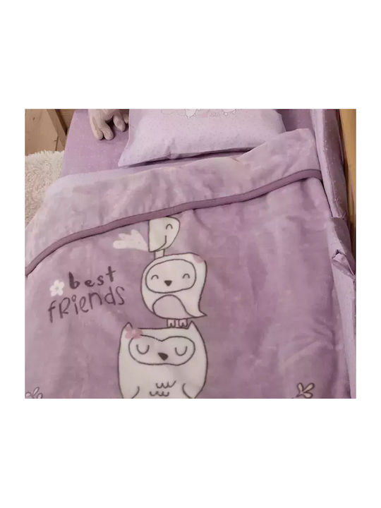 Nef-Nef Homeware Blanket Nursery Swaddling Blankets Best Friends Velvet Lilac 75x100cm