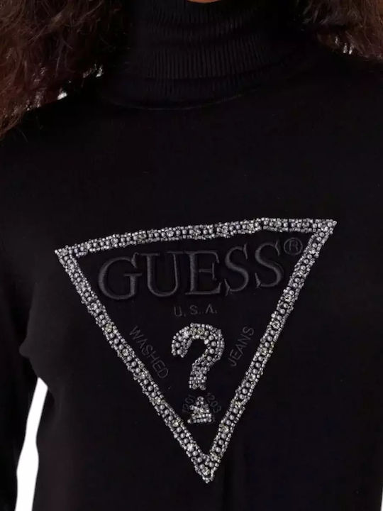 Damen Langärmeliges Rollkragenpullover Schwarz