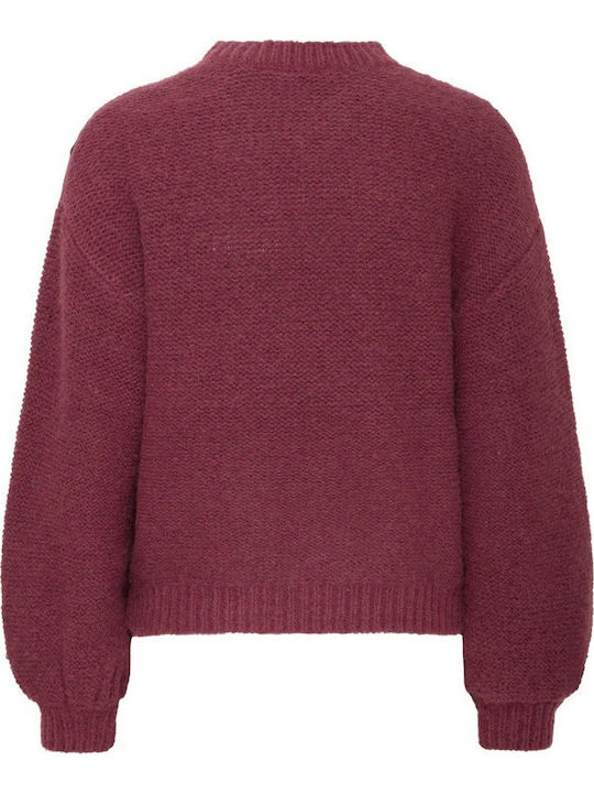 Damen Pullover Wolle Maroon