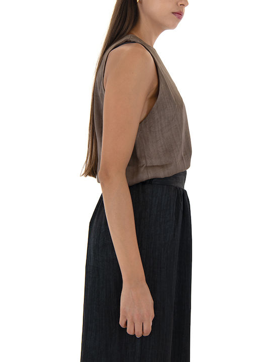 Women's Blouse Satin Sleeveless Black