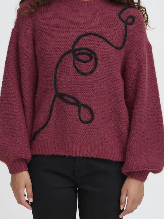 Damen Pullover Wolle Maroon
