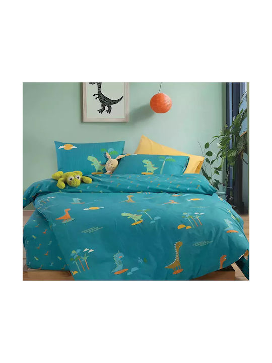 Nef-Nef Homeware Σετ Μονά Dinos On Wheels Μπλε 170x260cm Nef-Nef Homeware Σετ Μονά Dinos On Wheels Μπλε 170x260cm