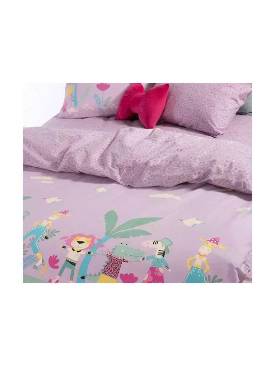 Nef-Nef Homeware Sheet Set Single Cotton Roller Friends Purple 170x260cm 3pcs