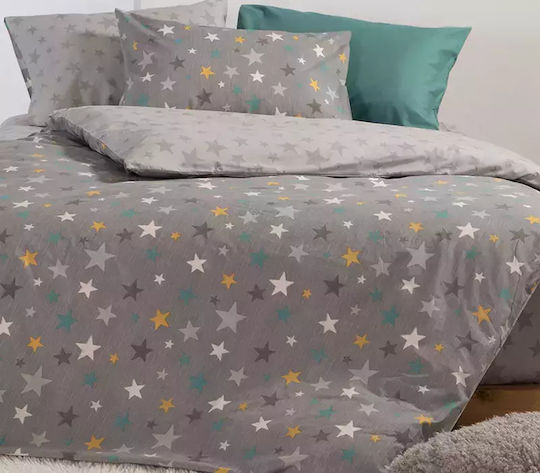 Nef-Nef Homeware Комплект чаршафи Единично Памучни Stars Above Сив 170x260см 3бр