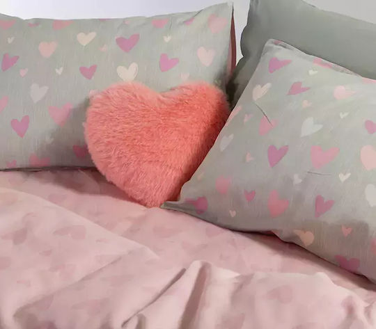 Nef-Nef Homeware Sheet Set Single Cotton Hearts Attack Gray 170x260cm 3pcs