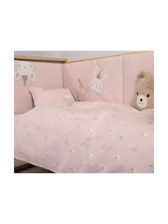Nef-Nef Homeware Σετ Βρεφικά Σεντόνια Κούνιας Βαμβακερά Special Party Ροζ 120x170εκ. 3τμχ
