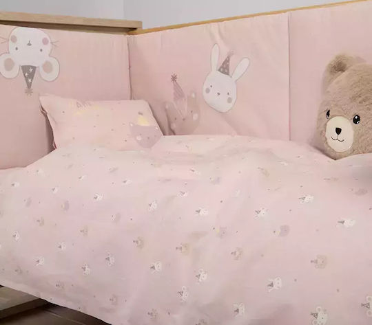 Nef-Nef Homeware Special Party Baby Sheets Set Crib Cotton Pink Pink 120x170cm 3pcs