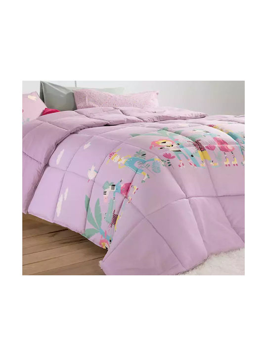 Nef-Nef Homeware Kinderdecke Beidseitig Einzel Roller Friends Rosa 160x220cm