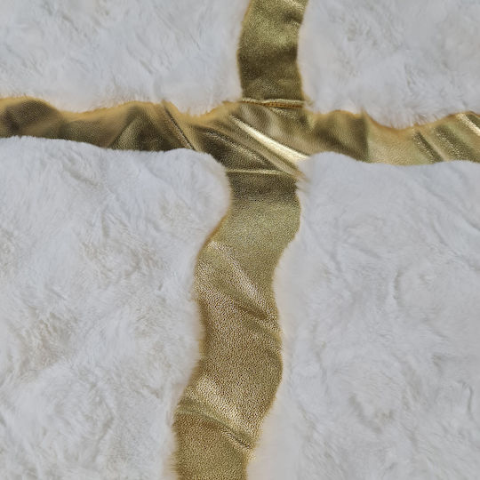 Saray Home Luxurius DSN05 Килим Правоъгълена Furry White-Gold