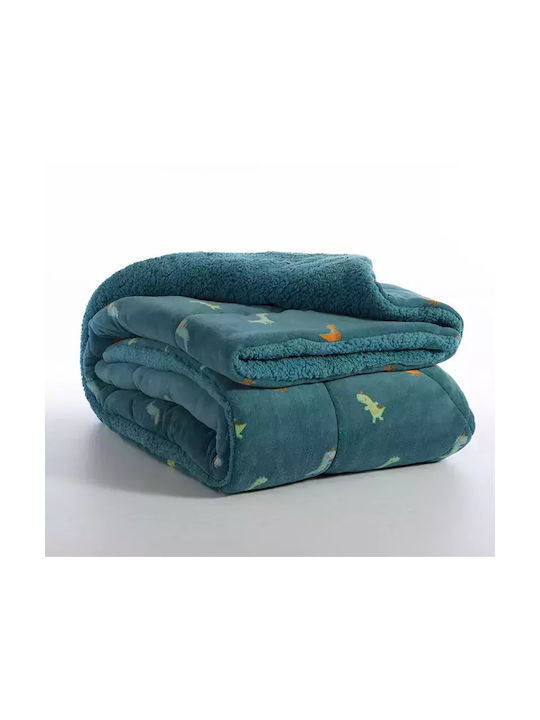 Nef-Nef Homeware Kids Duvet Cover Single Dinos On Wheels Blue 160x220cm