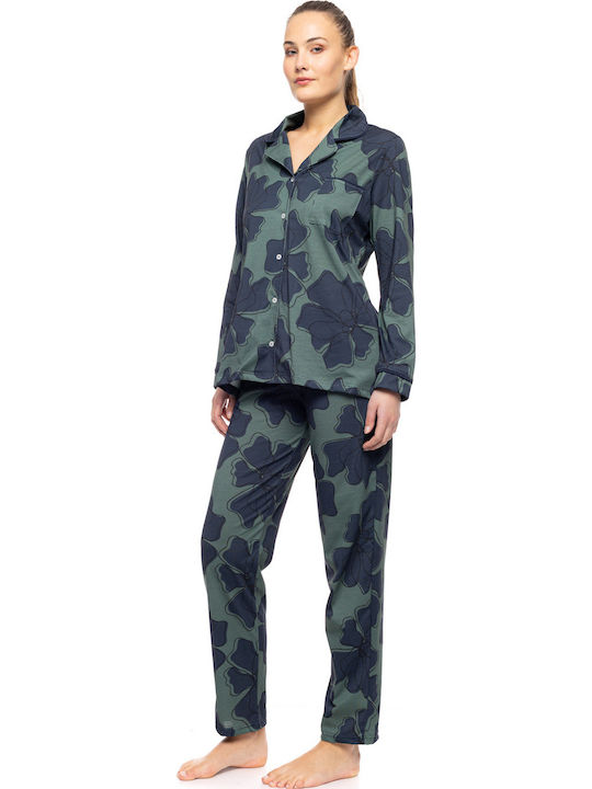 Pink Label Set Pijamale Dama De Iarnă Din Bumbac Forest Bloom Pink Label Set Pijamale Dama De Iarnă Din Bumbac Forest Bloom