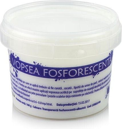 Vopsea Transparentă Fosforescentă Luminescentă Glow In Dark Care Strălucește Albastru