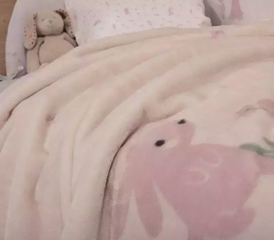 Nef-Nef Homeware Κουβέρτα Κούνιας Country Bunny Βελουτέ Πολύχρωμο 100x140εκ.