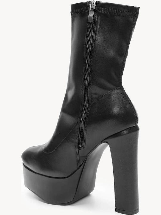 Black Ankle Boots High Heel Fiapa