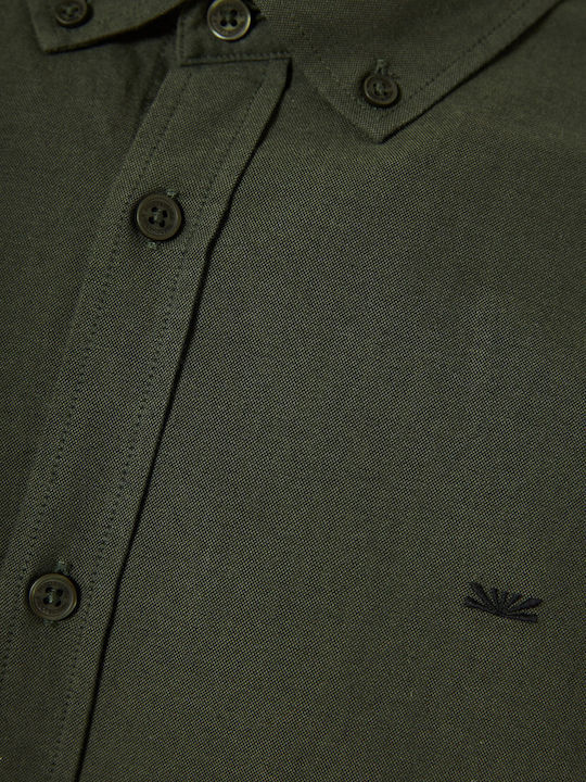Long-sleeved Cotton Shirt Khaki