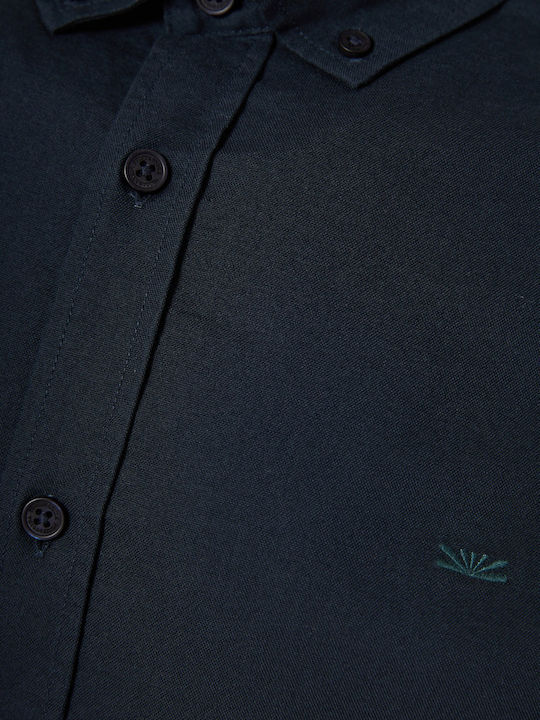 Long-sleeved Cotton Shirt Navy Blue