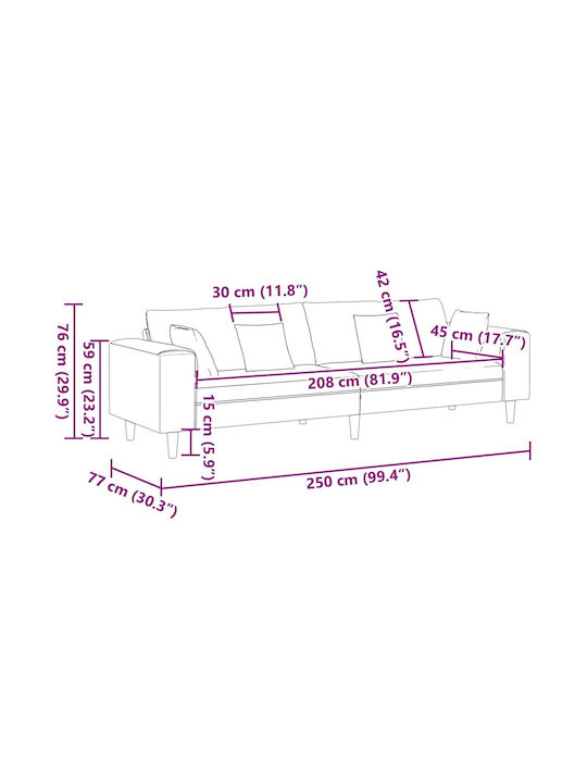 Vier Sitzer Sofa Creme 250x77x76cm