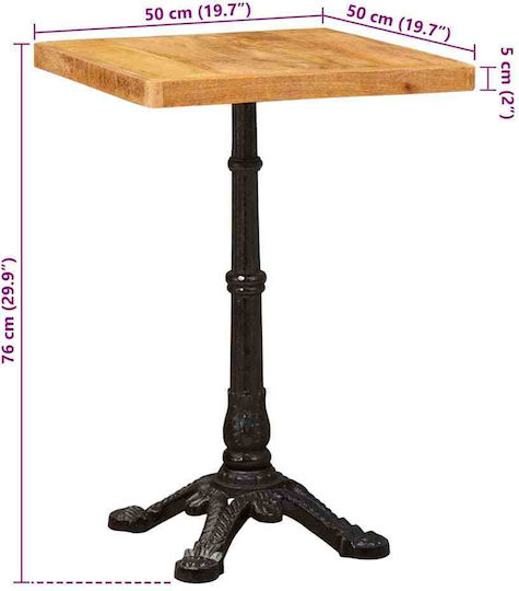 vidaXL Square Dining Table Made of Solid Wood Brown 50x50x76cm