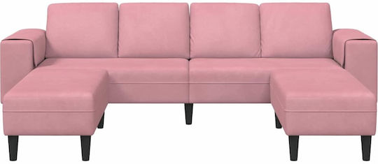 Living Room Furniture Set Couch & Stool Pink