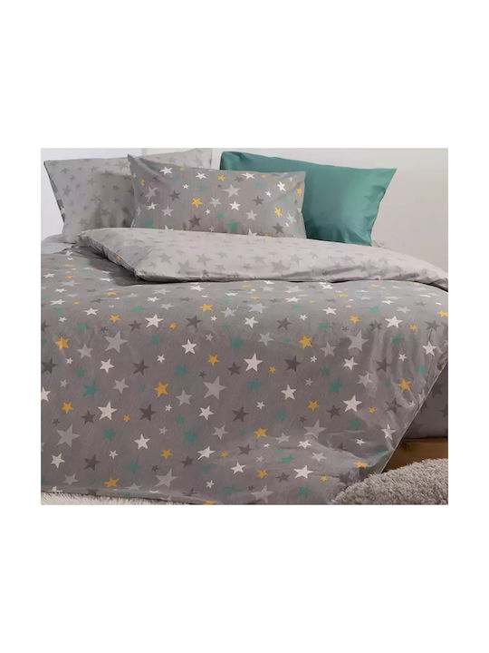 Nef-Nef Homeware Stars Above Set Kids Duvet Cover Single with Pillowcase Cotton Gray 160x240cm