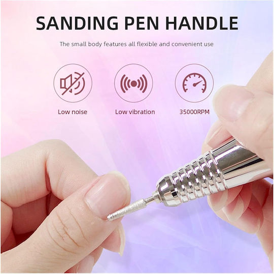 Portable Nail Drill Battery 12W White with 35000 Rotations per Minute