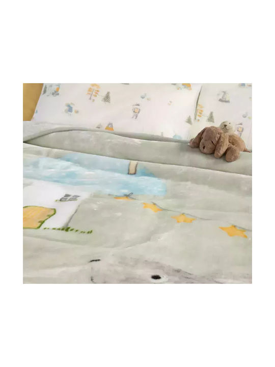 Nef-Nef Homeware Blanket Velvet Woodland Party Green 160x220cm