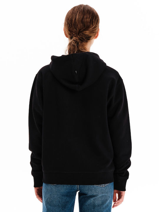 Long Women's Sweatshirt Jacket Hooded Black