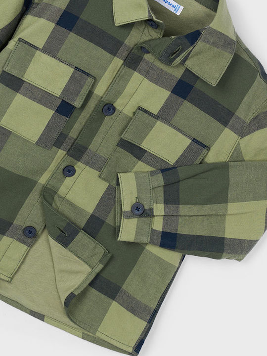 Kids Checked Shirt Long Sleeve Olive