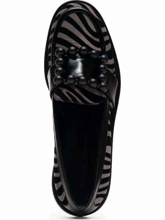 Leather Women's Loafers in Black Color