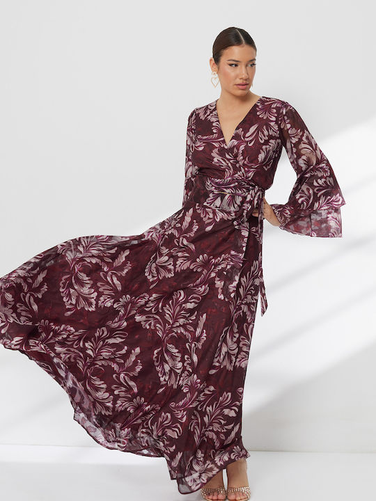 Σετ με Maxi Φούστα Floral Μπορντό