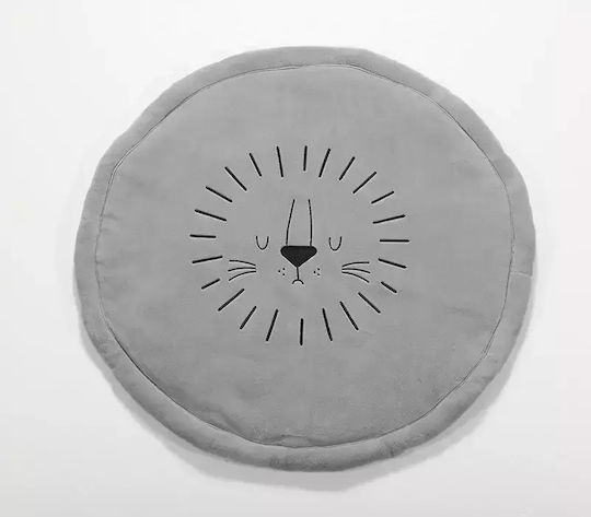 Nef-Nef Homeware Sleeping Lion Kids Rug Gri Round with Diameter 90cm