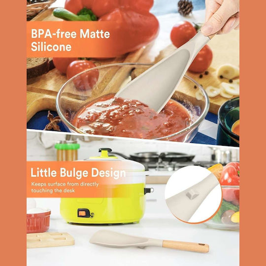 Uncle George Shallow Sauce Spoon Made of Beige Silicone