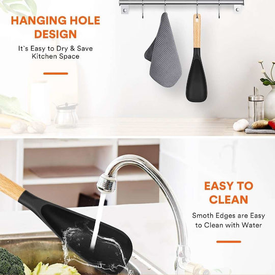 Uncle George Shallow Sauce Spoon Silicone Black