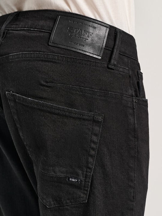 Simon Herren Jeanshose Elastisches Herrenjeans mit Schlank Gerade Anwendung Schwarz