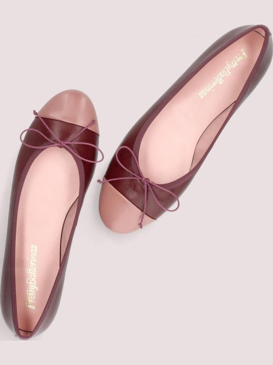 Nicole Leather Women's Pointed Toe Ballerina Shoes In Burgundy Colour