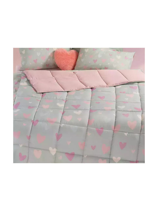 Nef-Nef Homeware Kinderdecke Beidseitig Einzel Hearts Pink 160x220cm