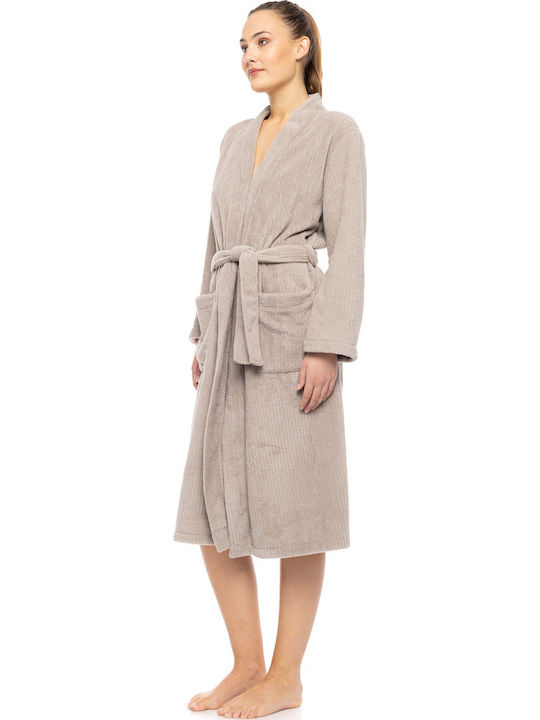 Pink Label Χειμερινή Γυναικεία Ρόμπα Sand Pink Label Χειμερινή Γυναικεία Ρόμπα Sand