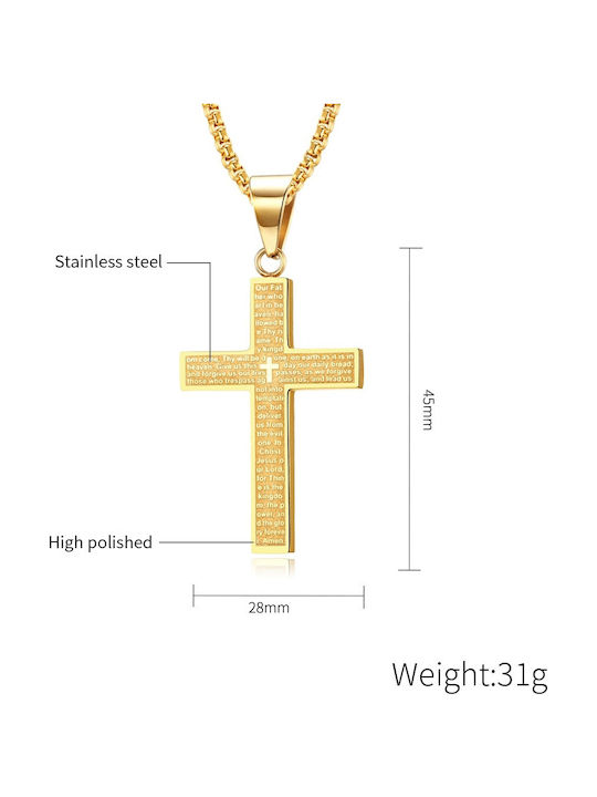 Legend Accessories Σταυρός από Επιχρυσωμένο Ατσάλι με Αλυσίδα