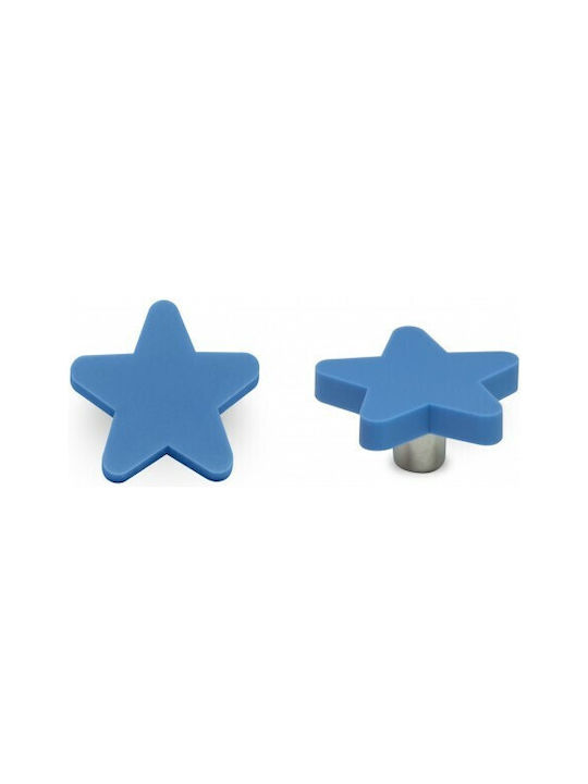Conset Stern C849 P18 Kinder Knopf Möbelgriff aus Kunststoff in Blau Farbe 49mm C849-P18X11 1Stück