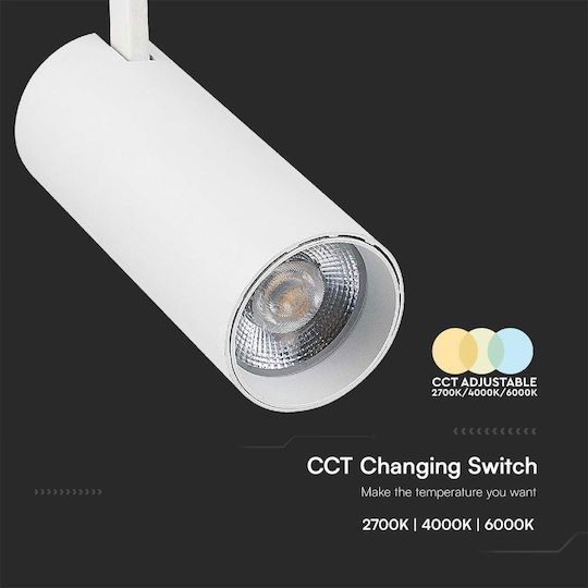 V-TAC Μονό LED Ρυθμιζόμενο Λευκό Σποτ σε Λευκό Χρώμα