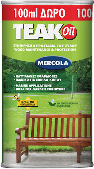 Mercola Teak Oil Διαλύτου Άχρωμο Ματ 500ml