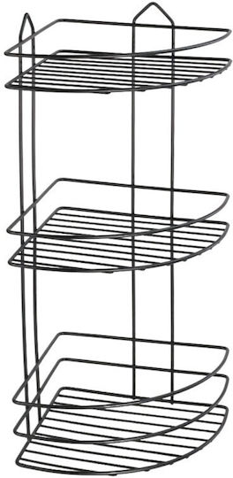 Viosarp Corner Wall Mounted Bathroom Shelf Metallic with 3 Shelves 20.5x20.5x48cm Black