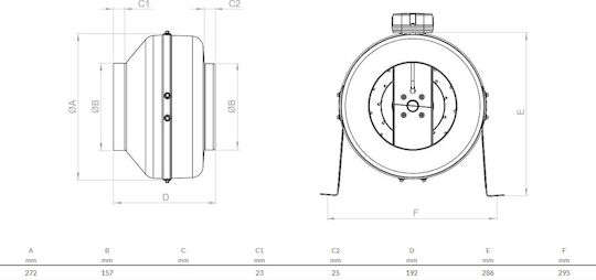 Bahcivan Εξαεριστήρας Αεραγωγών BDTX160-A Διαμέτρου 160mm
