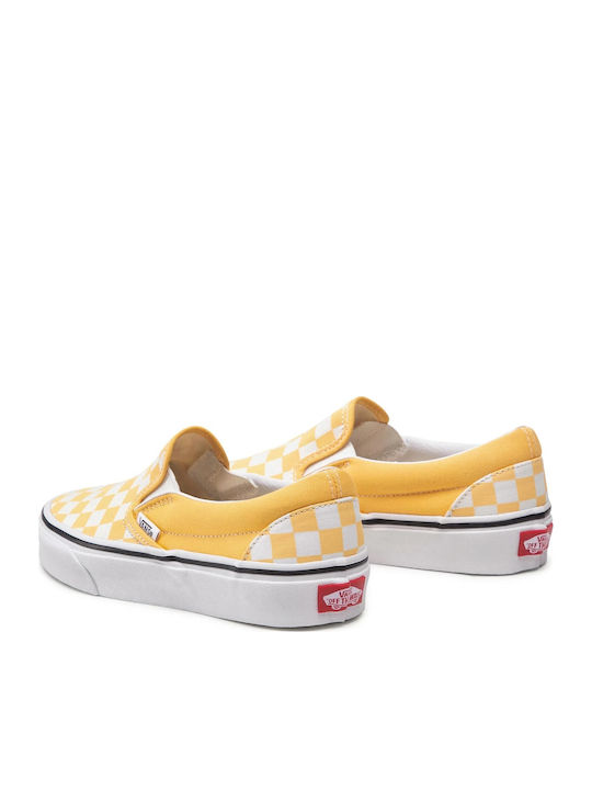 Classic Checkerboard Men's Canvas Slip-Ons Yellow