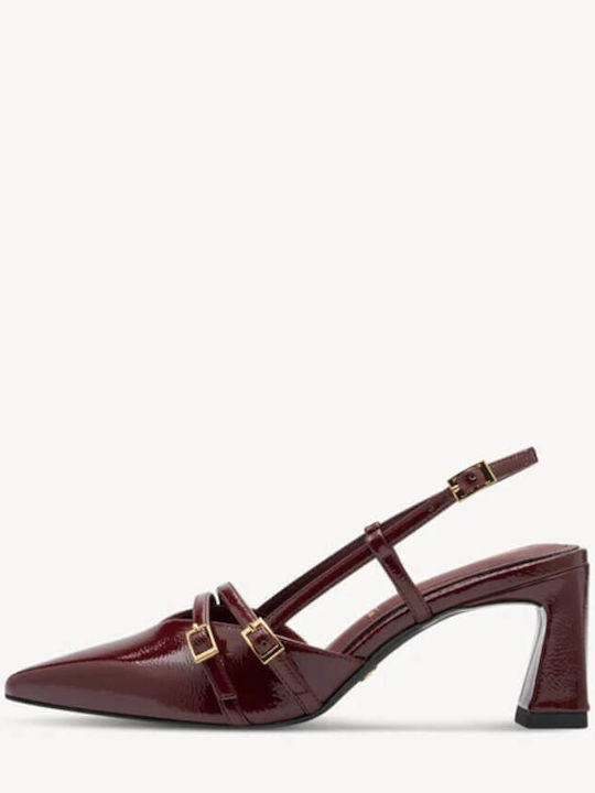Synthetic Leather Burgundy Heels