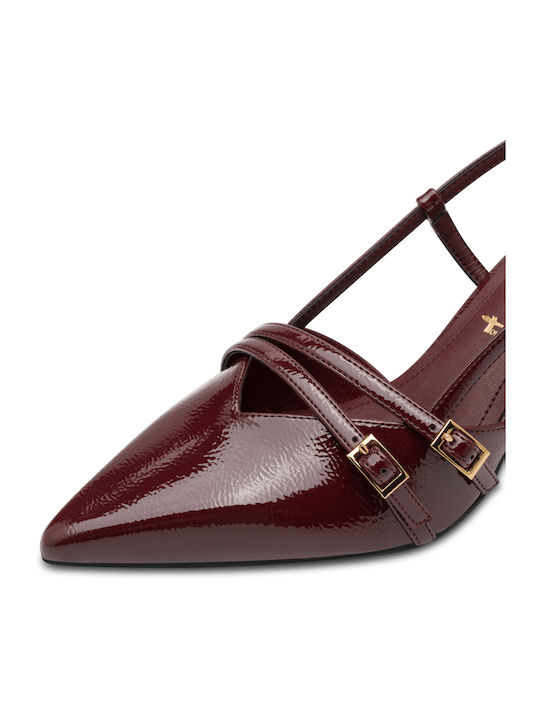Synthetic Leather Burgundy Heels